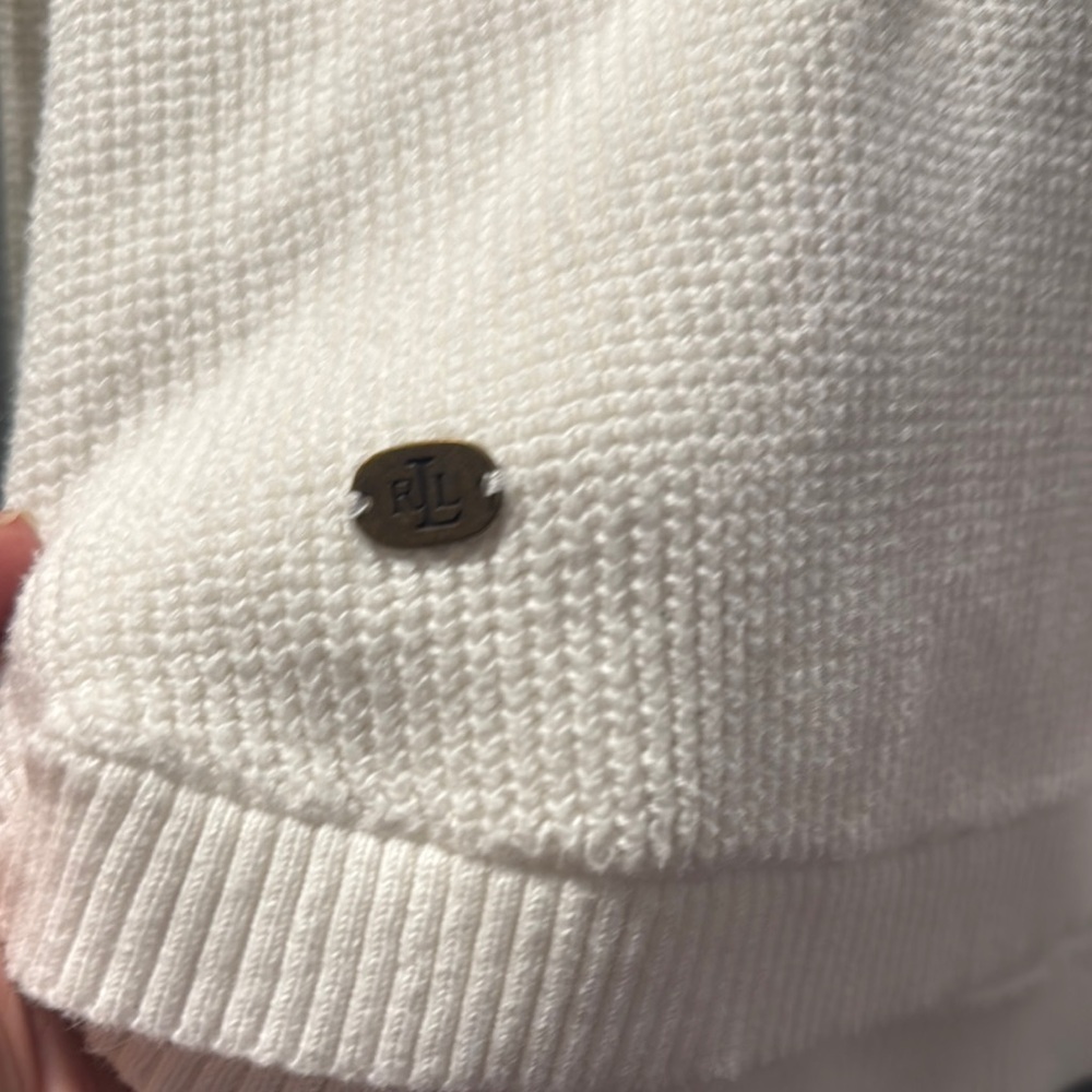 Lauren Ralph Lauren Cream Turtleneck Sweater with Ribbed Detailing - Picture 2 of 8